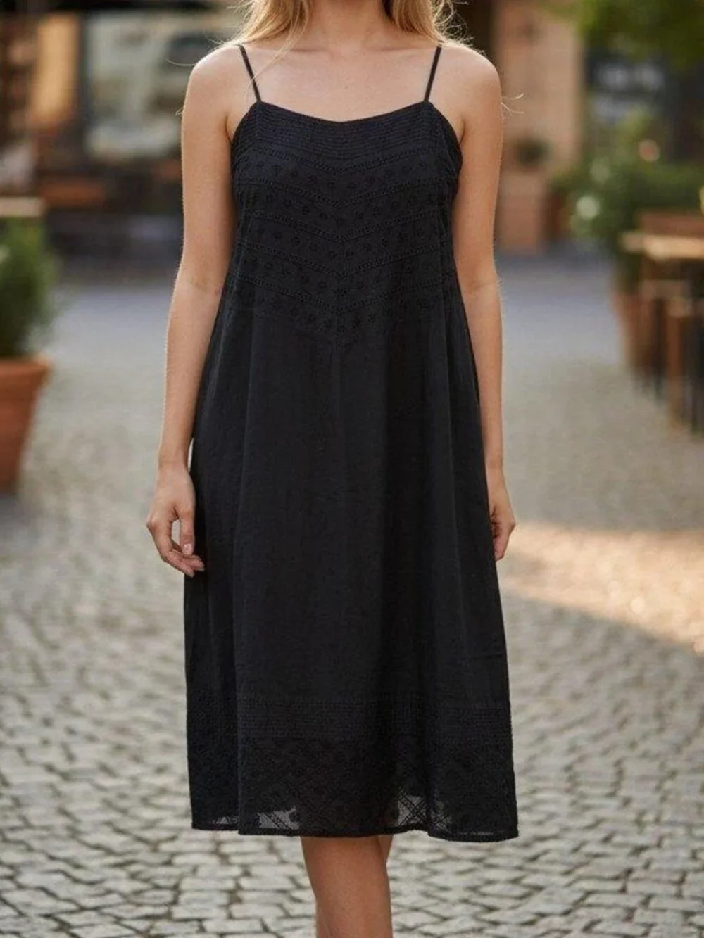 J.Crew Black Eyelet Cotton Spaghetti Strap Sun Dress Size 8